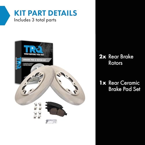 Image of TRQ Rear Brake Pad and Rotor Set Ceramic Compatible with 2015-2019 Ford Transit-350 HD