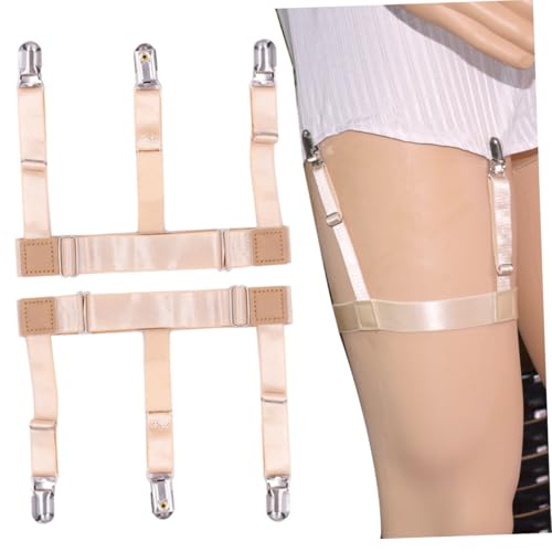 PartyKindom Shirt Keepers Non-clip Elastic Anti-wrinkle Garters for Men Women Adjustable Thigh Holders Prevents Shirt Tucking