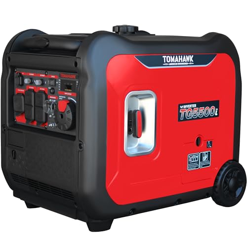 TOMAHAWK 5500 Watt Inverter Generator Super Quiet Portable Power For Residential Home Use 120V and...