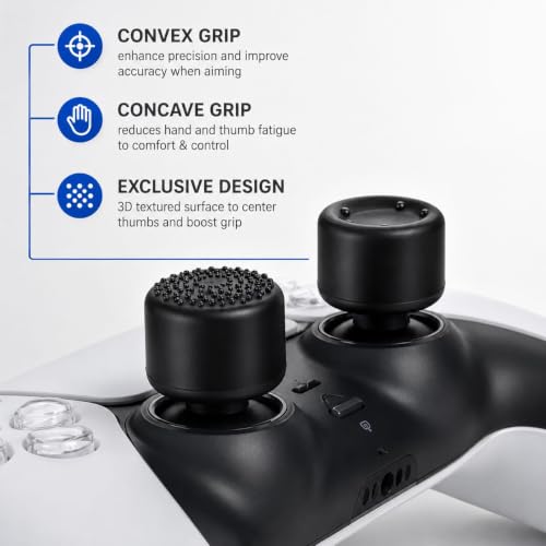 Image of GET IN THE GAME Thumb Grips 8 PCS Black Silicone FPS Thumb Grips Set - Set of 2 Black & White