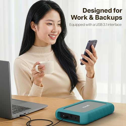 Image of Geonix PowerShell AL7 4TB External Hard Drive 3.5 Inch Desktop HDD with 12V External Power Adapter, USB 3.1 5Gbps UASP, Shockproof, Windows /macOS /Linux /Android, 3 Year Warranty (Martini Gray)