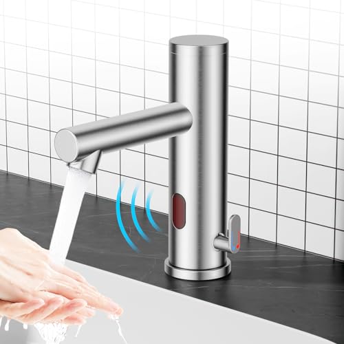 Miniatura 2 de Achelous Grifo De Lavabo Automático Touchless De Acero Inoxidable, Grifo De Lavabo Con Sensor Infrarrojo Manos Libres Con Control De Temperatura