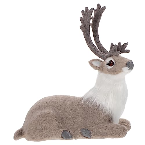 Cerf de Noël décor de table en plastique et statuette renne de Noël debout en peluche
