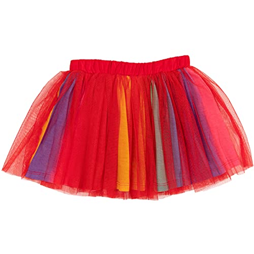 Sesame Street Elmo Infant Baby Girls Graphic T-Shirt Mesh Skirt And Scrunchie 3 Piece Outfit Set Red/Rainbow 24 Months #TOP4