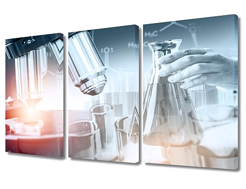 Image of TUMOVO Medical Laboratory Instruments Microscopes Canvas Wall Art 3 Panels Medical Instrument Canvas Photo Wall Art Bedroom Giclee Gallery-Wrapped Posters and Prints (36 inch Wx24 H)