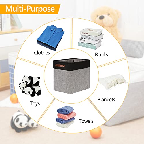 Ecegeva 2 Pack Storage Baskets, Canvas Storage Baskets For Organizing Closet, Decorative Fabric Storage Baskets For Organizing Clothes, Collapsible Fabric Basket With Handles For Nursery(Black&Grey) #TOP7
