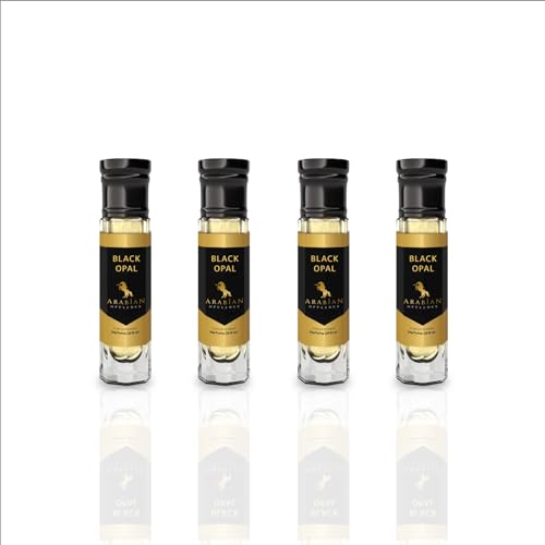 Arabian Opulence FR49 BLACK OPAL Roll-on Perfume Oil | Concentrated Fragrance Body Oil | Long Lasting Oil Based Perfume for Women | Travel Size Alcohol-Free Soft Perfume Oil Bottle (6ML, 4 Pack)