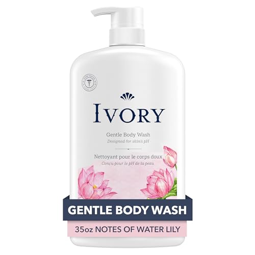 Ivory Body Wash, Designed for the Whole Family, Gentle Formula, Free of Dyes Heavy Perfumes Parabens Phthalates & Silicones, Water Lily Scent, 35 oz