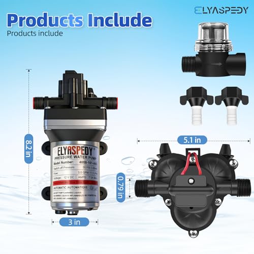 Image of 2026 Upgraded 4008-101-A65 RV Fresh Water Pump, 12 V DC 3.0 GPM Self-Priming Diaphragm Water Pump, 180 GPH, 11.3 LPM, 55 PSI,Includes Pressure Switch and Detachable Filters,No Noise, for RV, Marine