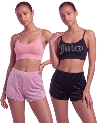 Image of Juicy Couture Women's 2-Pack Sleep and Lounge Velvet Fleece Dolphin Shorts