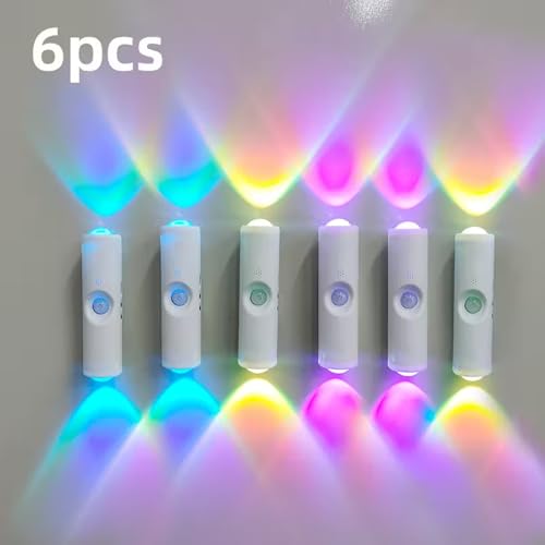 Image of GITGRNTH 6 PCS Smart RGB LED Motion Sensor Lights, USB Rechargeable with Motion Detection LED Lights for Indoor, Wireless LED Lamps for Bedroom, Hallway, Closet & Wardrobe & Home Decor & Stairway