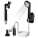 Ducha portátil multiusos: la ducha eléctrica portátil para exteriores funciona a una velocidad constante de 2,5 l/min y proporciona una corriente suave y cómoda. Adecuado para duchas interiores y exteriores, baño infantil, limpieza de mascotas, lavado de coches, riego de jardín, camping, senderismo, viajes, etc.