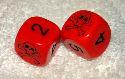 Red with Black Skull and Crossbones Dice Pair