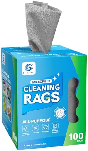 GLIMGLINT Microfiber Cleaning Cloth, 100 Pack Cleaning Rags, Lint...