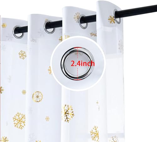 Cortinas navideñas de gasa Youleyar para decoración festiva de ventanas 5