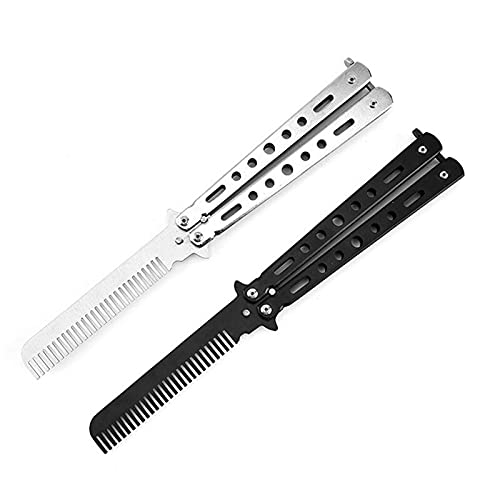 LUOSHUAI Hair Brush Women Stainless steel practice outdoor camping blunt tool comb hair clipper Hairbrush (Color : B)