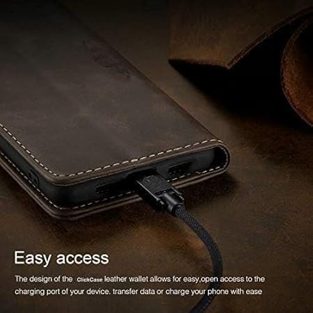 Image of Case for Samsung Galaxy S25 Ultra 5G, Genuine Leather Flip Wallet with [Kickstand] [RFID Blocking Card Holder] [Magnetic] Shock-Absorbent Back Cover (Coffee Brown)