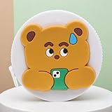 Generic 1Pcs Tape Measure Round Push-Button Tape Measure Speechless Bears +/-5% Accuracy Plastic White Brown 5x5x1cm