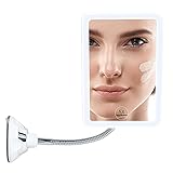 Makeup Mirror Vanity Mirror with Lights, Flexible Gooseneck Lighted 5X Magnifying Square Mirror with...