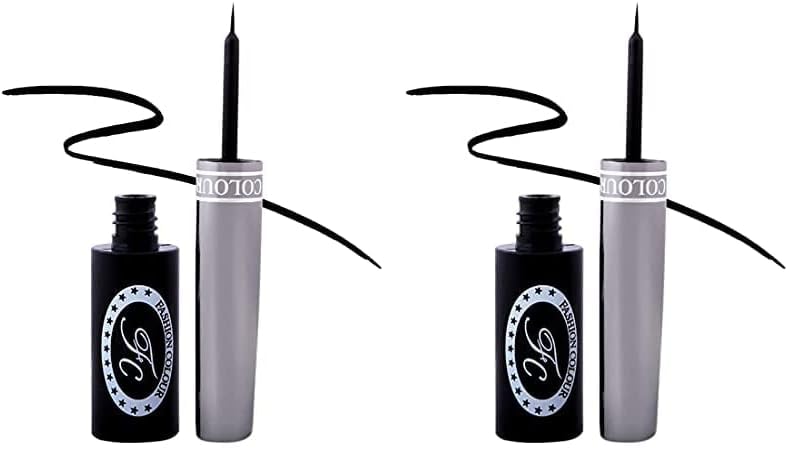 Image of FASHION COLOUR Liquid Eyeliner Waterproof Black | Fantastic Colour-Land For The Professional Makeup | Long Wearing Upto 12Hr | Highly Pigmented | Smudge Proof Lliquid Eyeliner | Water Resistant Eyeliner Glossy | Cool Black | (5ml)