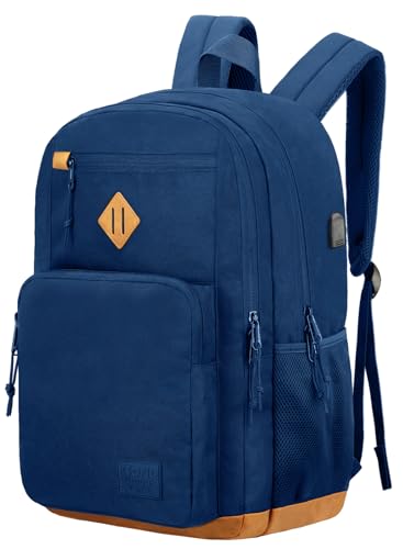 KEOFID Classic School Backpack for Boys and Girls Teenager, Travel Bag for Men and Women, Anti theft laptop Backpack with USB Charging Port for College(Blue 19inches)
