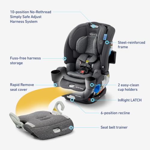 Graco 4Ever DLX Grad 5-in-1 Slim Convertible Car Seat, Harrison - image 7