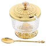 LOPUNER Azucarero Vintage Pequeño de Vidrio Transparente y Hierro con Tapa para Cocina y Sala, Contenedor Decorativo Funcional Hogar