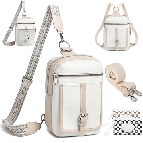 Image of MYHOZEE Small Diaper Bag Crossbody Sling Purse for Women - 2 in 1 Leather Backpack with 2 Straps for Short Trips Work Daily | Mini diaper bag