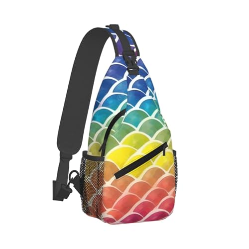 Mochila bandolera con estampado Rainbow Fish Scale miniatura 2