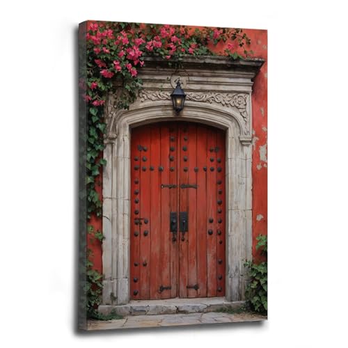 Travel cityscape posters, Mexican front door paintings, Mexican wall art,