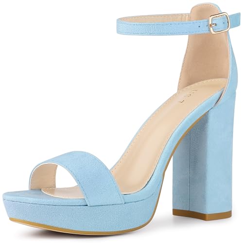 Perphy Platform High Heels Ankle Buckle Strap Chunky Heel Sandals for Women