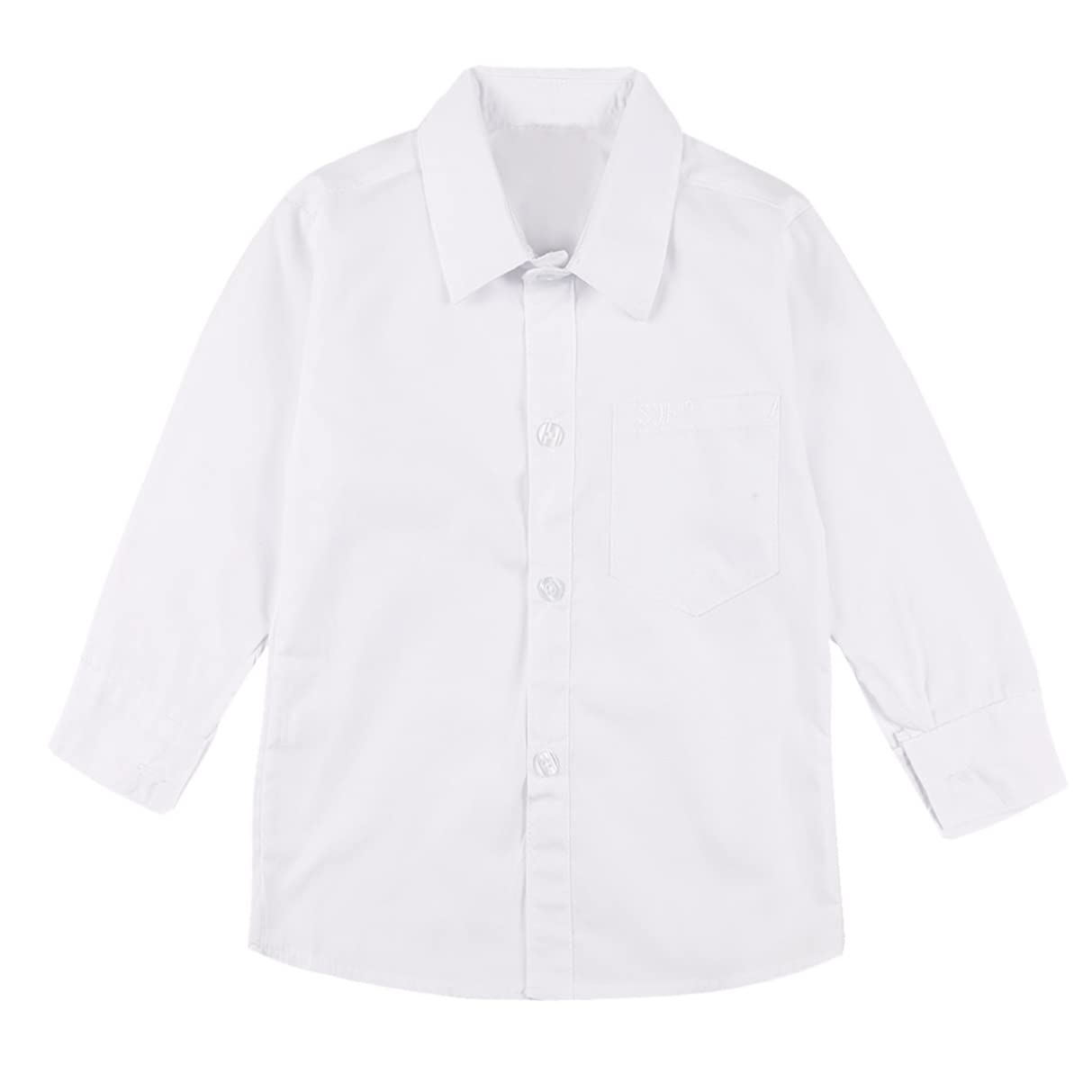 TiaoBug Camisa Niños Uniforme Escolar Manga Larga Camiseta con Solapa Sólido Camisa Formal de Ceremonia Caballero Boda Camisa Primavera Otoño