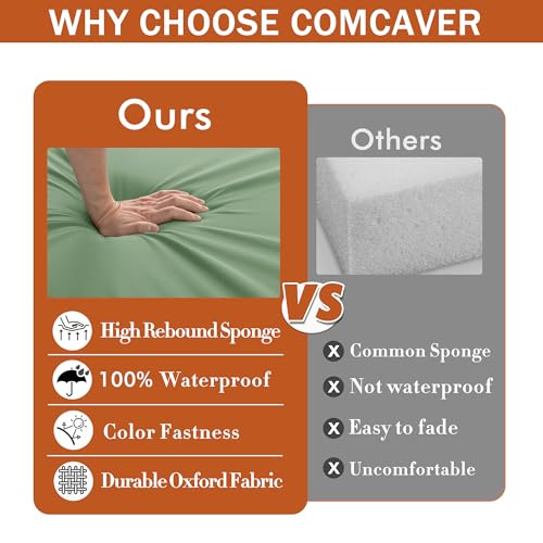 Comcaver Pacote com 4 almofadas para cadeira ao ar livre 48 x 48 cm à prova d'água com gravata 5 an