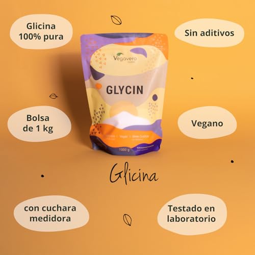 Miniatura 5 de Glicina Polvo Vegavero 1 Kg Glycine 330 Porciones Con Cuchara Medidora Articulaciones Huesos Músculos Vegano Testado En Laboratorio