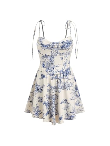 Image of CIDER Womens Cowl Neck Tie up Mini Dresses Sleeveless Ruched A Line Corset Short Formal Party Wedding Guest Club Dress