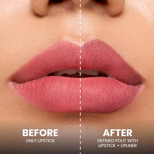 Image of Typsy Beauty Twist & Pout 2-in-1 Lipstick & Lip Liner Infused with Jojoba Oil, Non-Drying Transfer-Proof Matte, 14-Hour Stay, Swipe Right 10, 0.8g + 0.2g