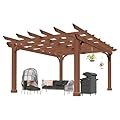 MUPATER 10x12 FT All Cedar Wood Wooden Pergola, Pergola Kit with Stakes, Quality Supported Structure, Snow and Wind Supported, All-Season Durability, Outdoor Shade for Backyard, Deck, Lawn