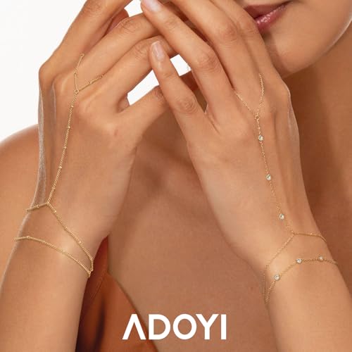 Image of adoyi Gold Bracelets for Women, 14K Gold Plated Stackable Bracelet Stack Set Adjustable Charm Paperclip Chain Cuban Link Layered Waterproof Jewelry Sets Gifts for Womens 6.5 Inch