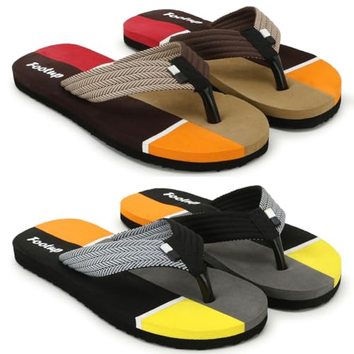 Image of Men's Orthopedic Comfort Flip Flops with Soft Fabric Straps | Cushioned Anti-Skid Footbed Slippers for Men | Lightweight Walking Flip Flops for Home, Outdoor, Indoor Use