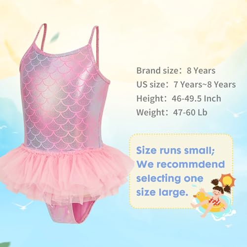 Girls Swimsuit, Pink Mermaid Toddler Girls Bathing Suit One Piece Swimsuit,UPF 50+ Quick Dry Stretchy Swimsuit2