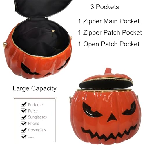 Image of Men and Women PVC Pumpkin Shaped Crossbody Shoulder Bag Handbag Halloween Pumpkin Purse