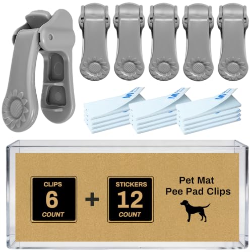 Image of Lockable Pee Pad Clips, with Adhesive Tape, for Indoor Wall Pads Secured, Extra Thick Clamps for Silicone Puppy Pad Holder Tary Secured, Tight Strong Clamp for Dogs, Cats Training