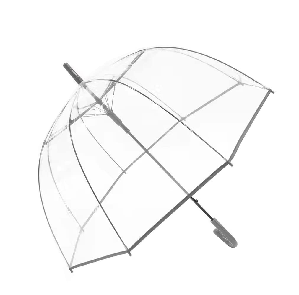 ThreeH Clear Bubble Umbrella Curved Handle Sturdy Plastic Transparent Dome 8 Ribs Auto Open Stick Umbrella