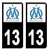 HADEXIA Autocollants Stickers Plaque immatriculation 13 Club Om Olympique de Marseille Foot Noir