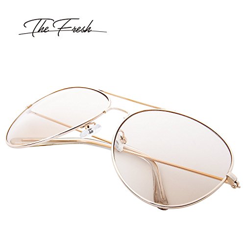 The Fresh Classic Aviator Frame Light Color Lens XL Oversized Sunglasses Gift Box 6