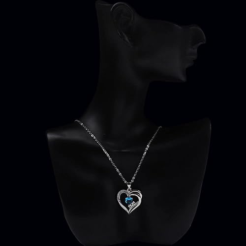 Miniatura 5 de UEUC Collar con dije de corazón de plata con texto en inglés "I love you" Mom para mamá, collar de regalo para madre con cadena de 18 pulgadas + 2
