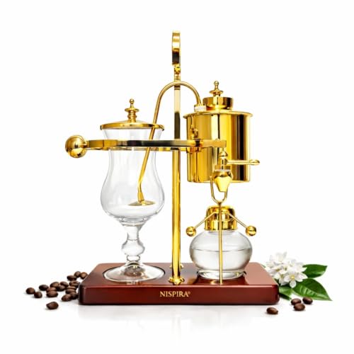 Nispira Belgium Royal Family Balance Syphon Unique Gravity Vintage Coffee Maker Vacuum Brewing System Gold 500 ml