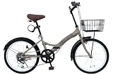 THREE STONE 折りたたみ自転車 P-008np ノーパンクタイヤ 20インチ シマノ6段ギア カゴ ライト ワイヤーロック錠 通勤 通学 街乗り 防災 防災用品 (アッシュグレー)