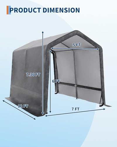 Image of 7X12 ft Heavy-Duty Portable Outdoor Storage Shed