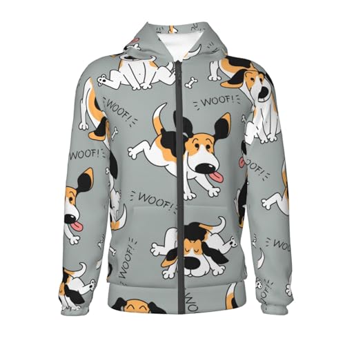 Funny Beagle Active Dog Kids Pullover Hoodies Boys Zip Up Sweatshirts Girls Athletic Clothes with Pocket2